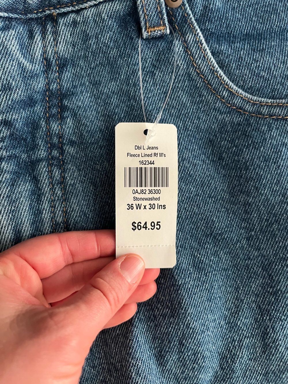 NWT L.L. Bean Men’s Relaxed Fit Fleeced Lined Jeans - Size 36 x 30 - Picture 3 of 10